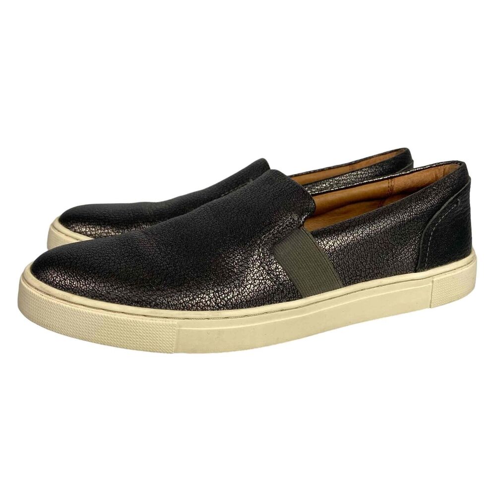 Frye IVY Womens Size 8.5 M Slip On Shoes Pewter Textured Metallic Leather